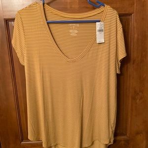 Mustard V neck tee